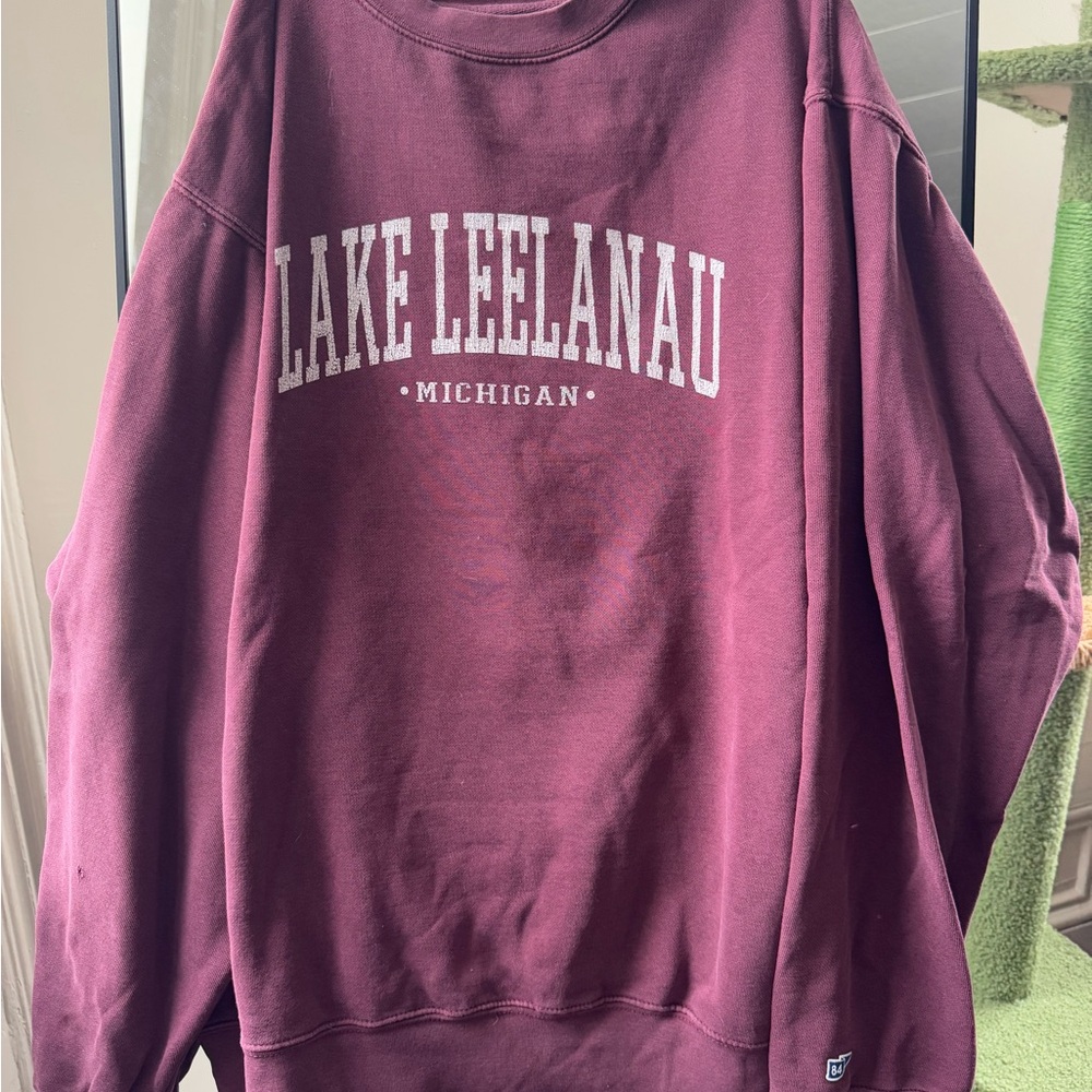 Lake Leelanau Michigan Maroon Sweatshirt